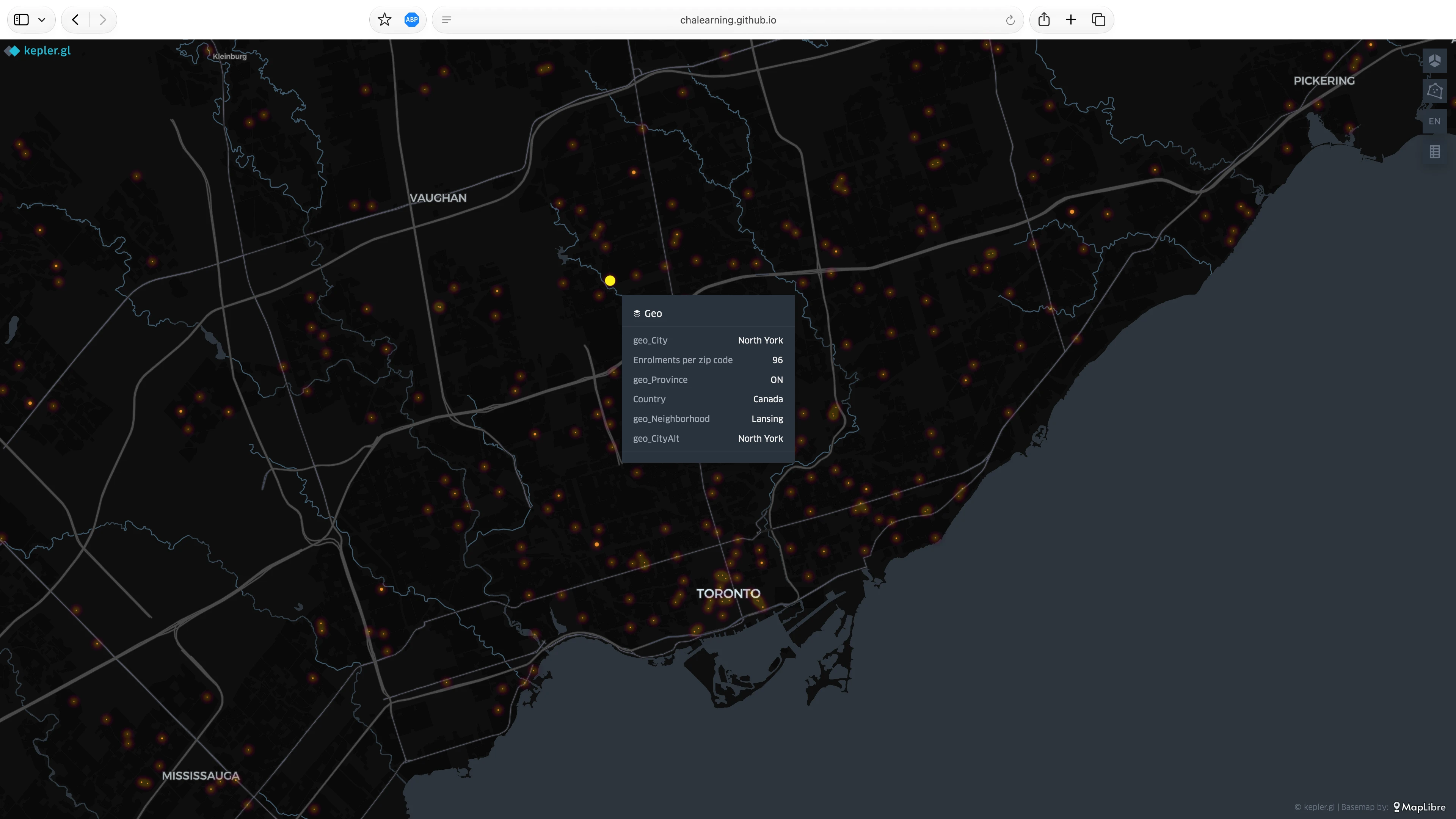 a screenshot showcasing the details panel on the CHA Data Map