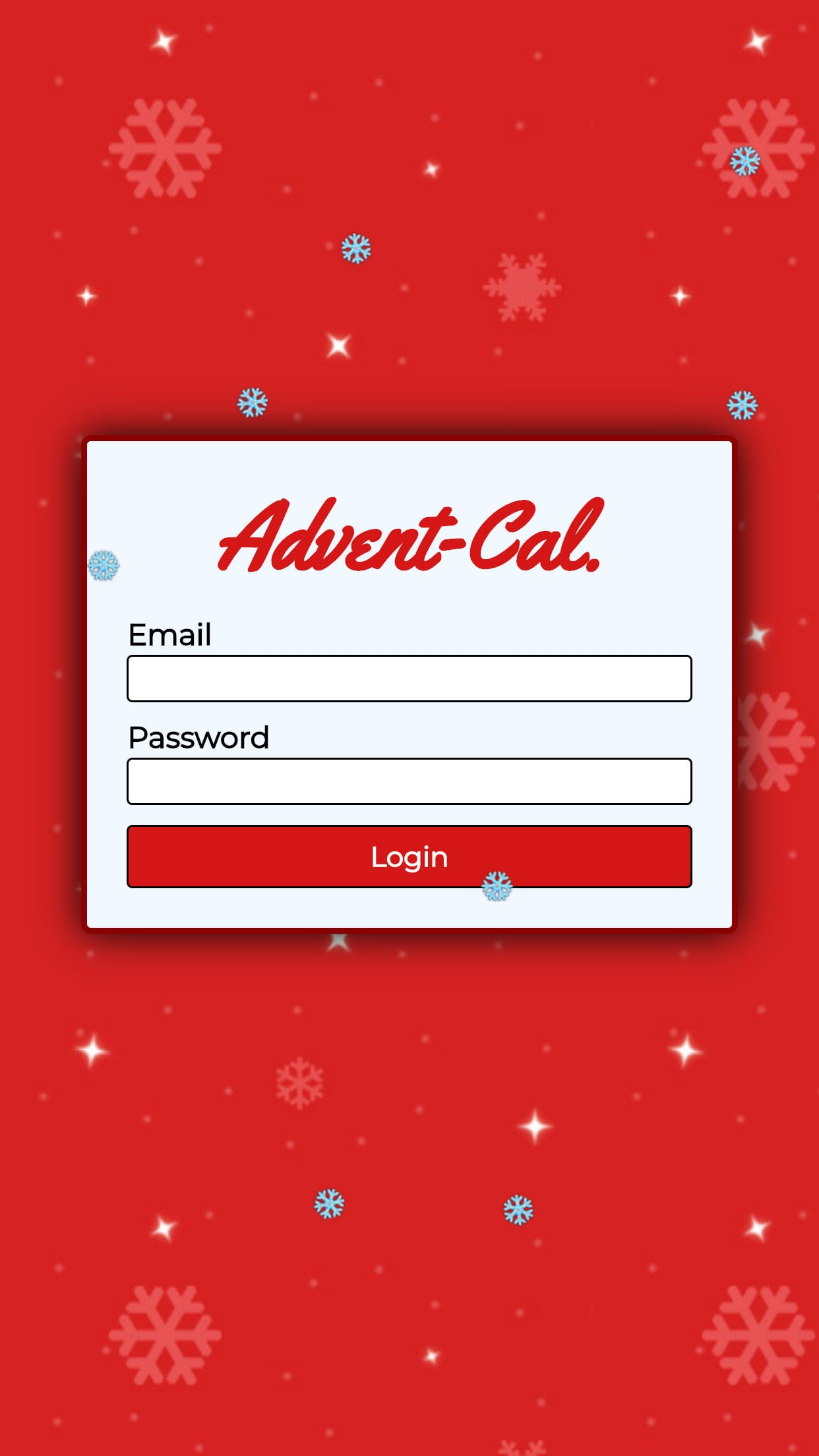 a screenshot of the advent calendar login screen