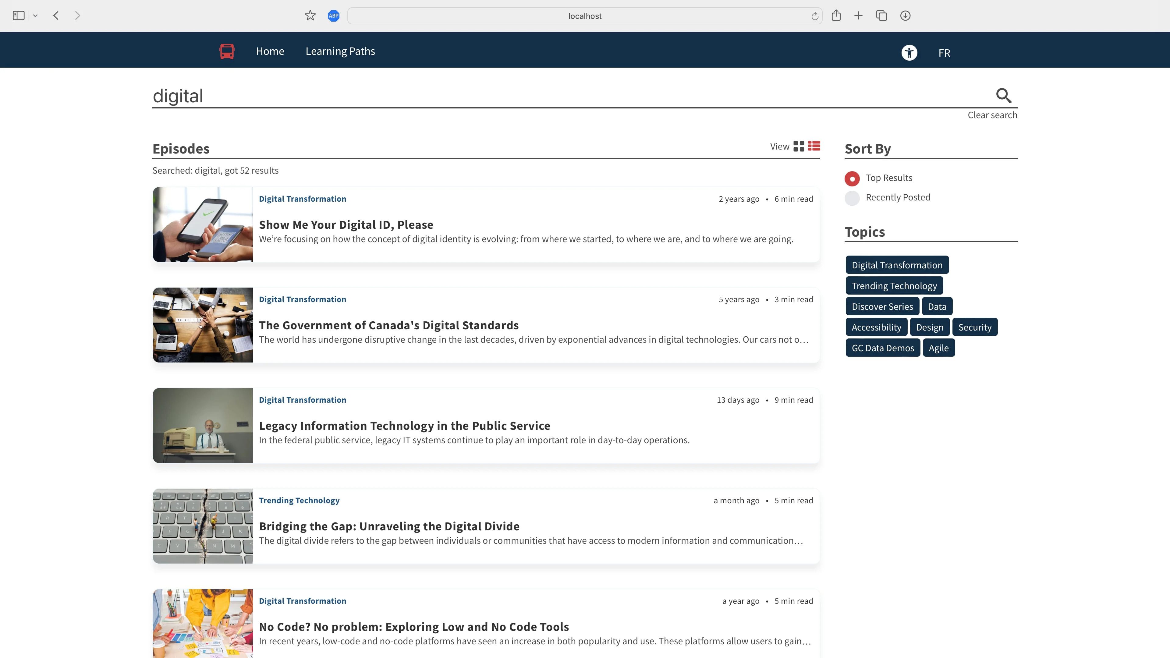 a screenshot of the search results screen in Busrides