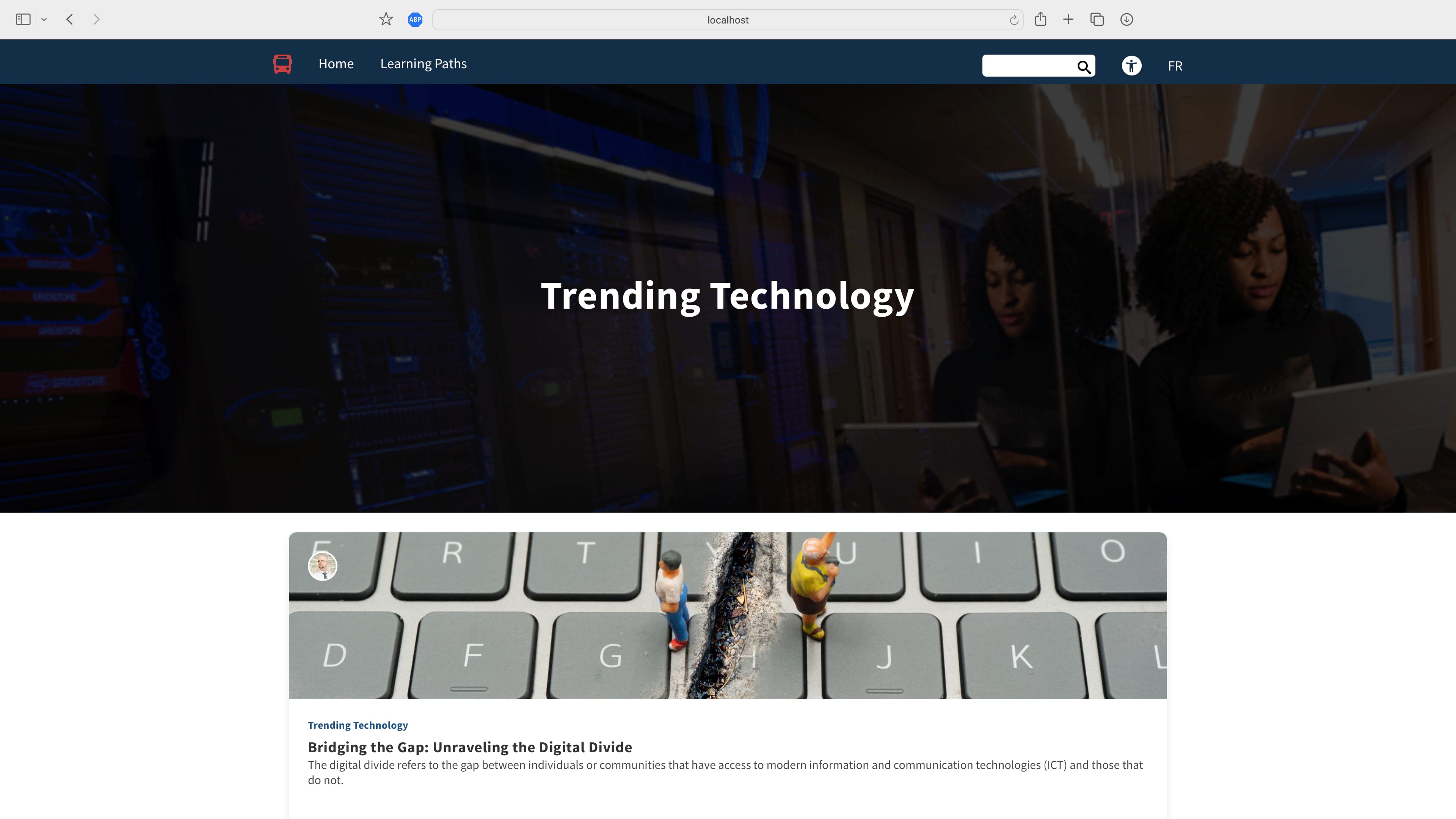 a screenshot of the Trending Technology topic page in Busrides