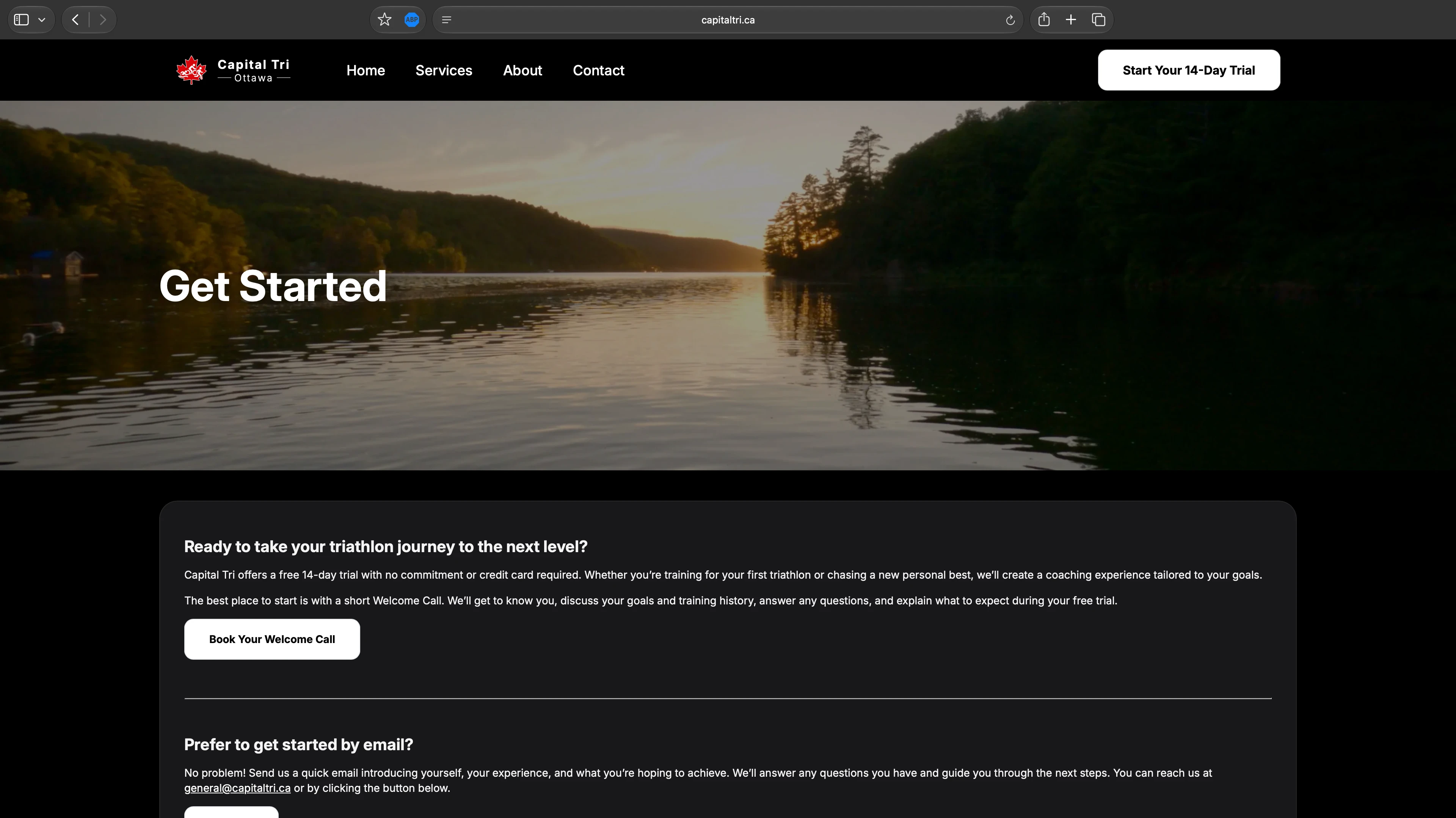 a screenshot showing Capital Tri's getting started screen