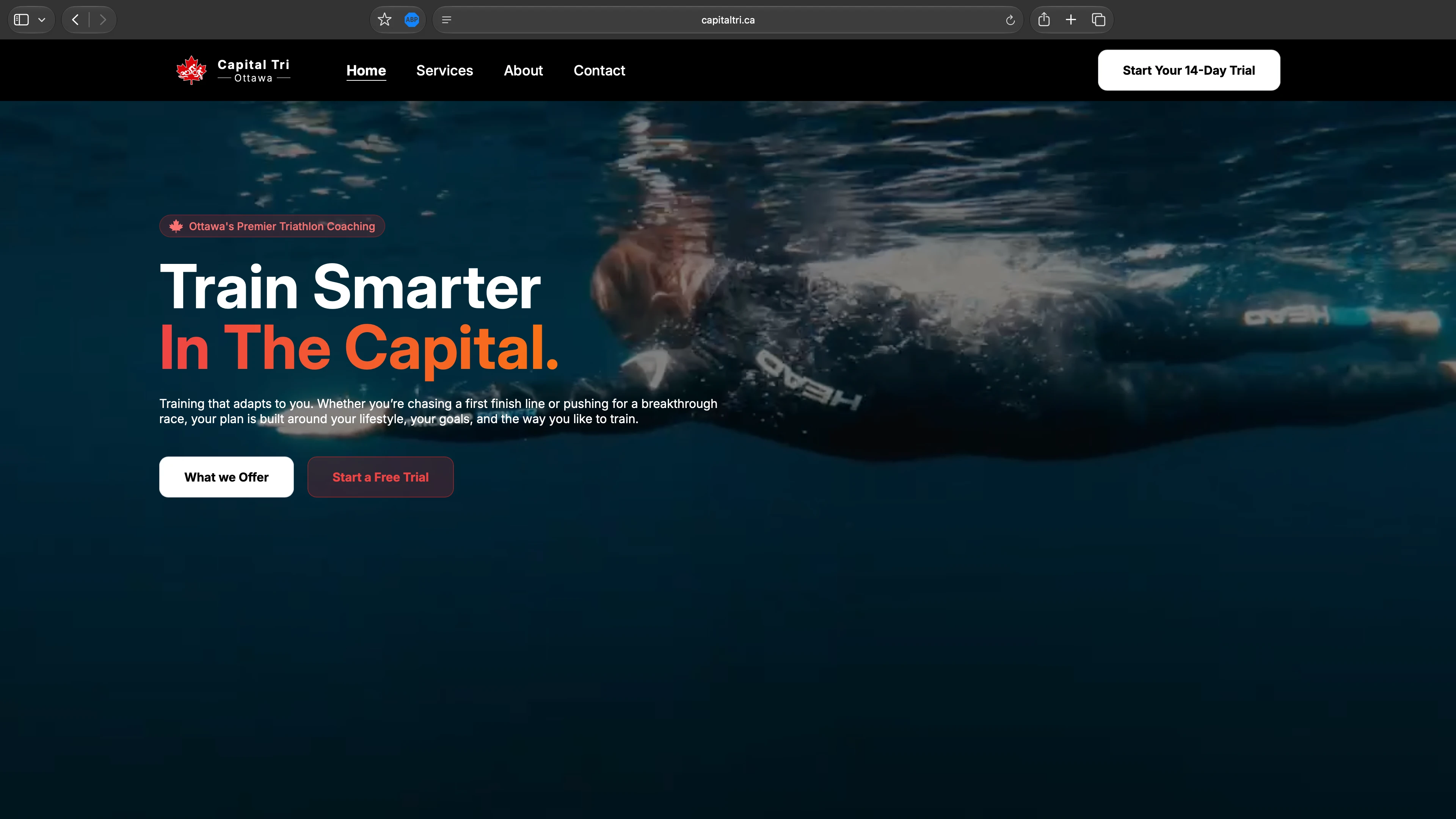 a screenshot of the Capital Tri home page