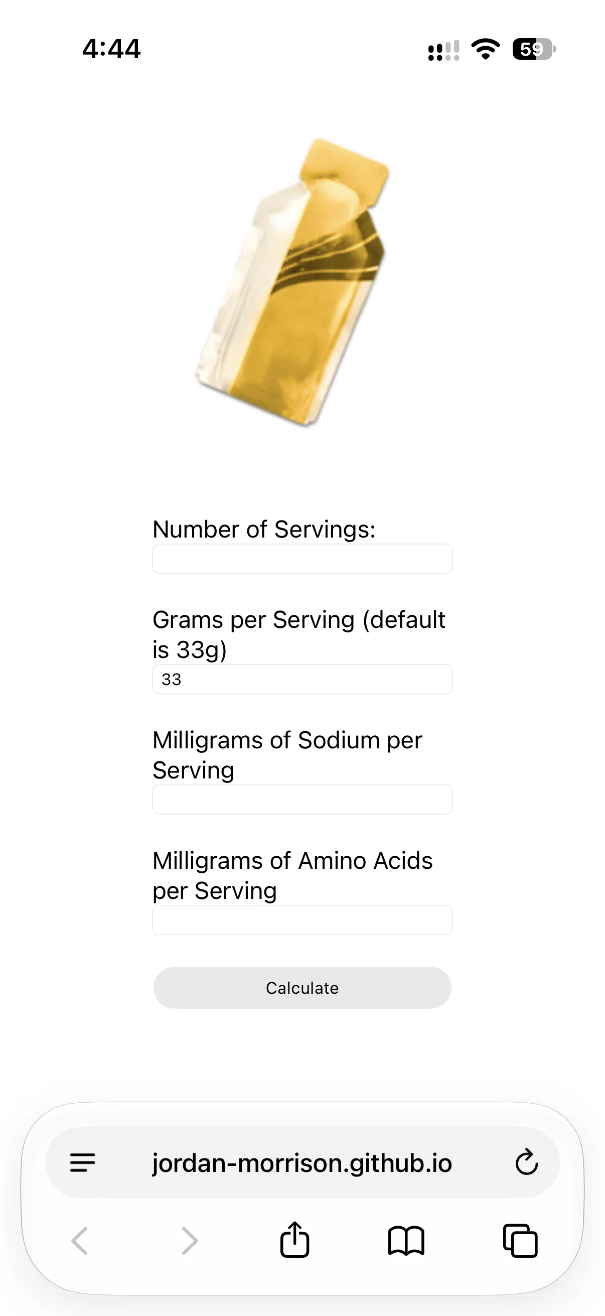 a screenshot of the Gel Calculator
