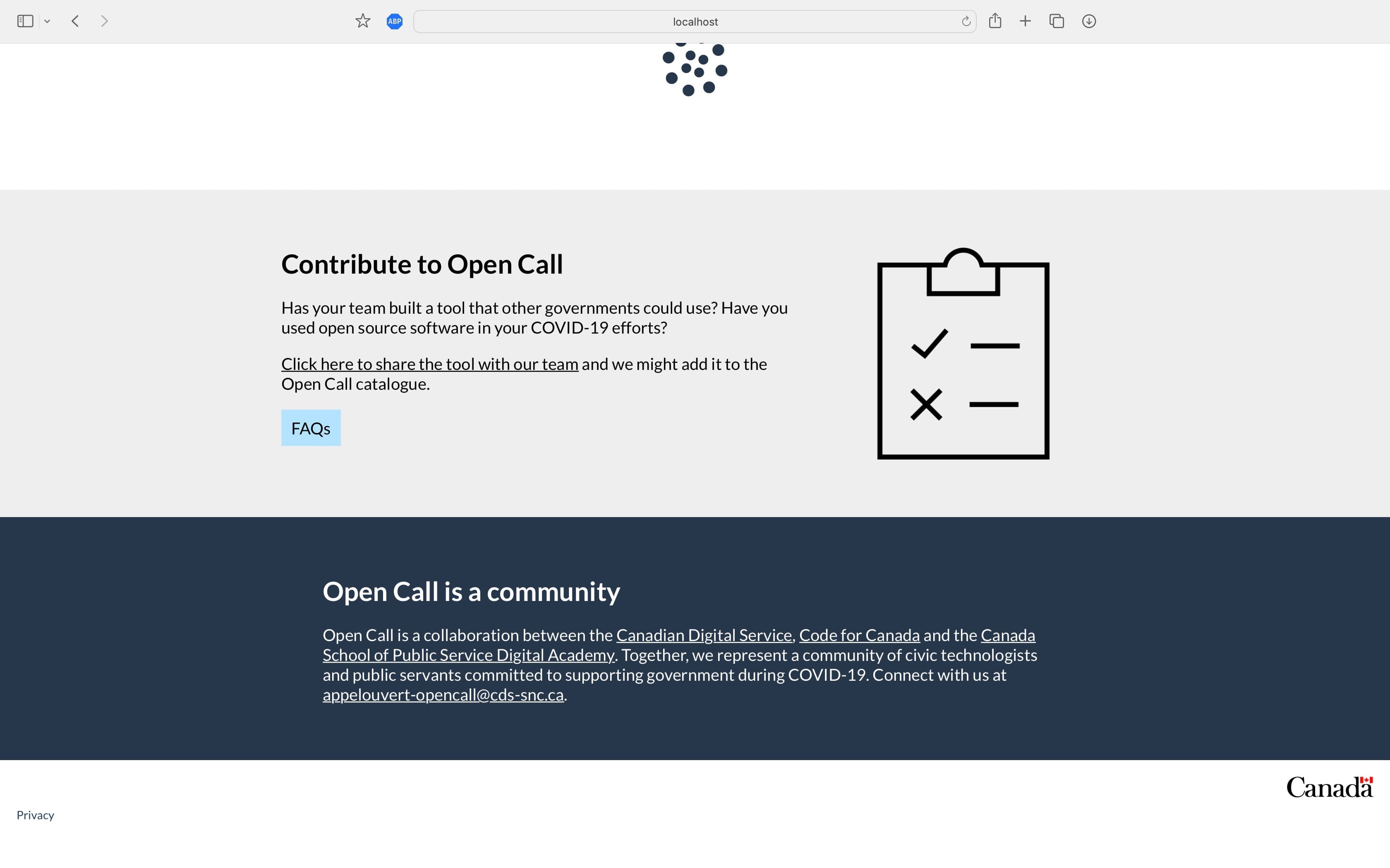 a screenshot showing how to contribute to the Open Call catalogue with a short description of the project