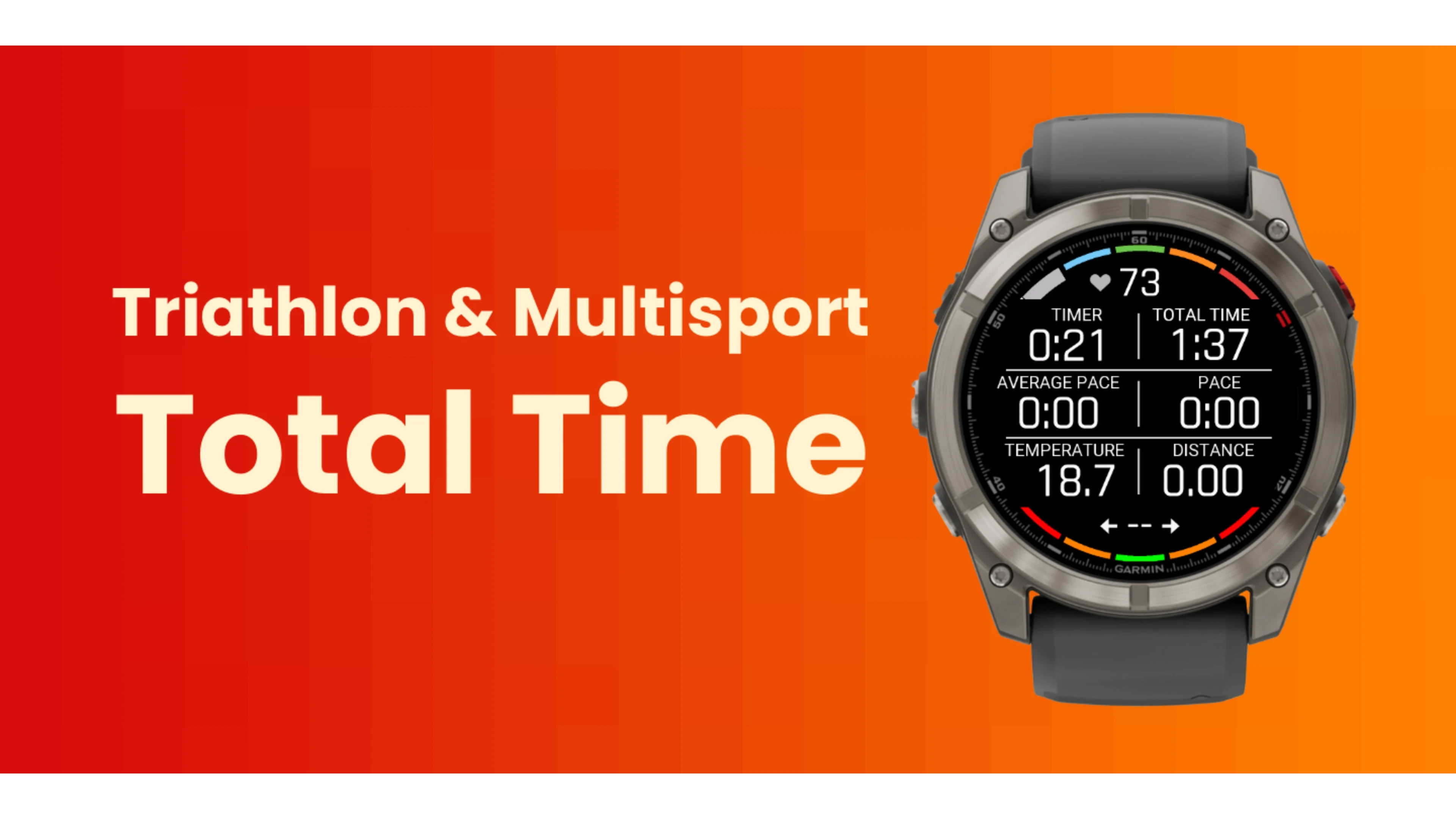 a banner image with the title "Triathlon & Multisport Total Time" and a screenshot of the data field in action beside it