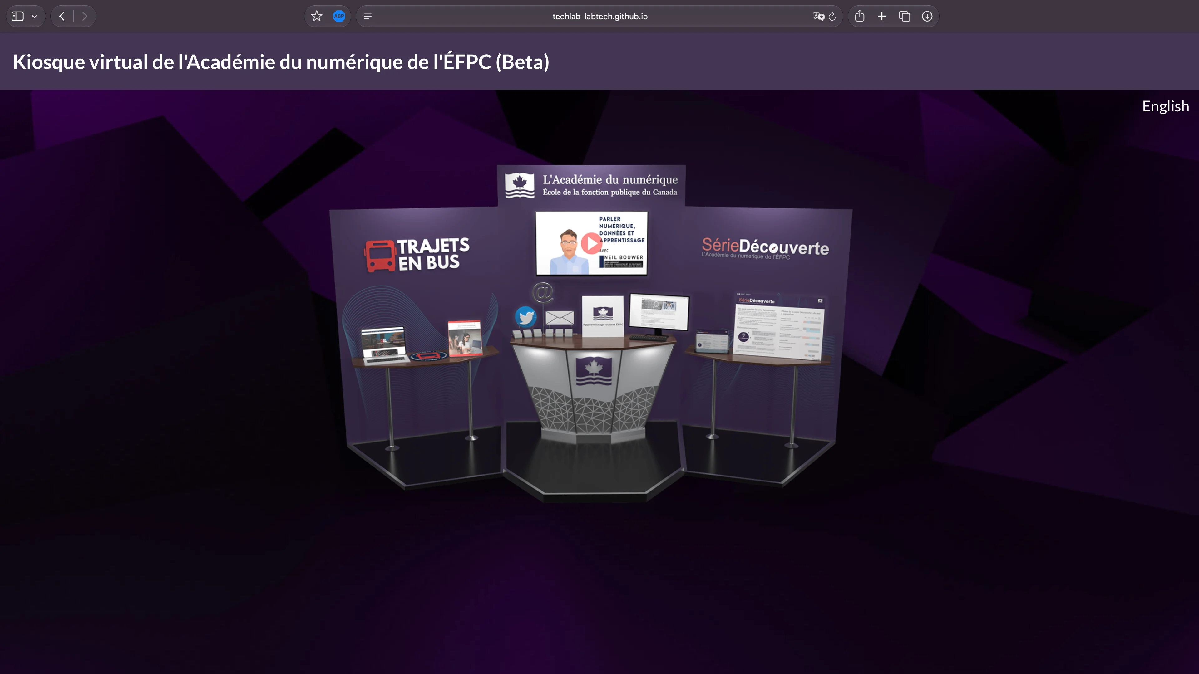 a screenshot showcasing vExpo main screen in French